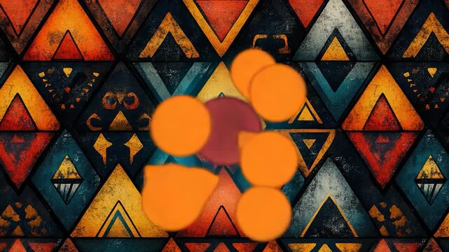 A vibrant and playful design featuring numerous triangles in various colors