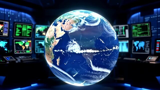 A science station monitoring global climate change and weather. Earth forecast data analysis in 4K video meteorology.