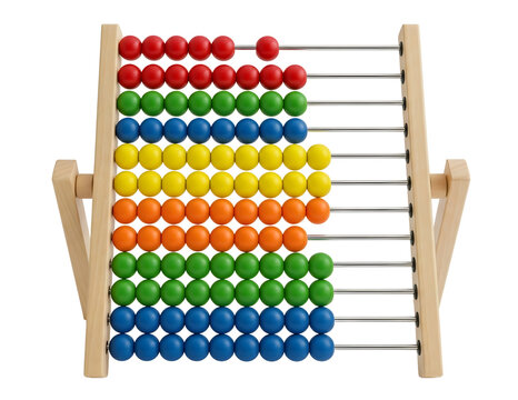 Colorful wooden abacus with beads for counting isolated on transparent background - Powered by Adobe