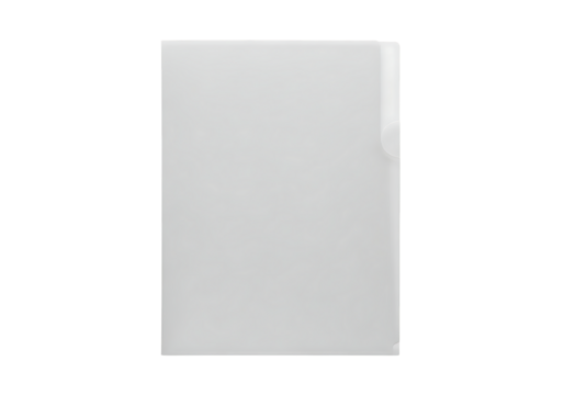 Isolated translucent plastic document folder with rounded tab isolated on transparent background