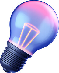 Idea 3D Icon Illustration, Light Bulb, Background Free Glassmorphism Style