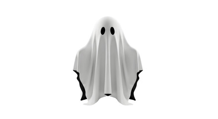 Ghost Costume with Sheet and Eye Holes – Halloween Theme, Spooky Figure, Silhouette Image

