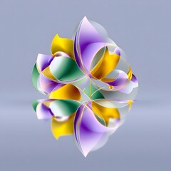 Abstract geometric pattern, Mardi Gras palette, green purple and gold, soft pastel background, fluid shapes for backdrop or screen