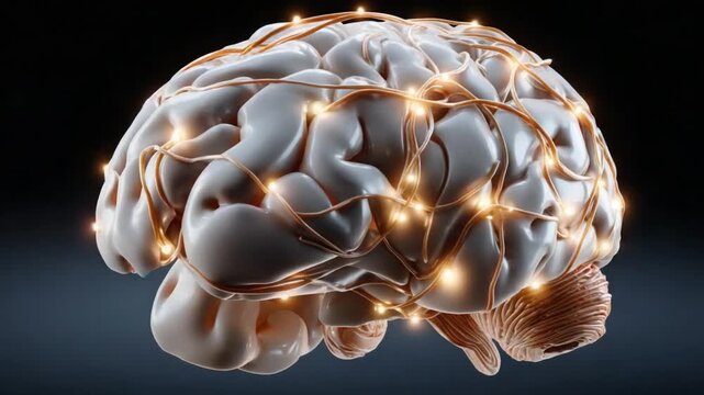 The Illuminated Brain: An intricately illuminated, three-dimensional representation of the human brain against a dark, conceptual background, revealing the intricate connections