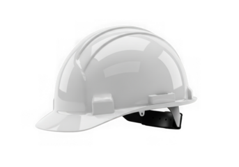 White construction safety hard hat isolated on transparent background