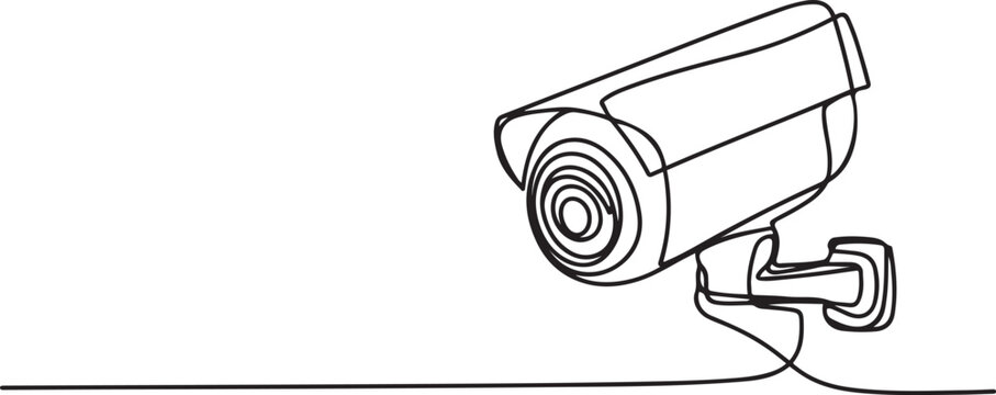 Set of surveillance camera one line. Electronic tools. Abstract minimal continuous line isolated. one line Icon drawing with white background