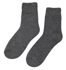 Grey Warm socks isolated on a transparent background. PNG.