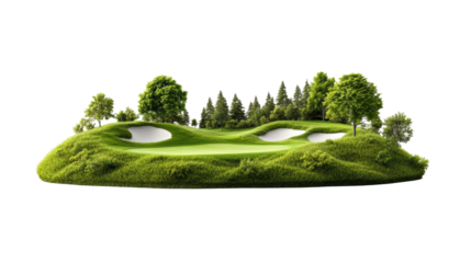 Floating Golf Course Landscape on Transparent Background