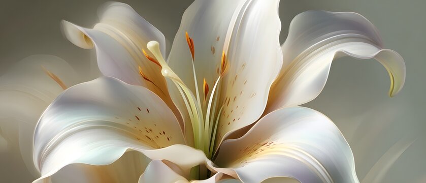 Exquisite close up rendering of a pristine white bloom reveals delicate interior details