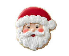 Cute Santa face Christmas cookie on transparent background 