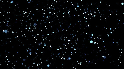 Snowfall. Winter heavy snowflakes. Overlay texture isolated black background