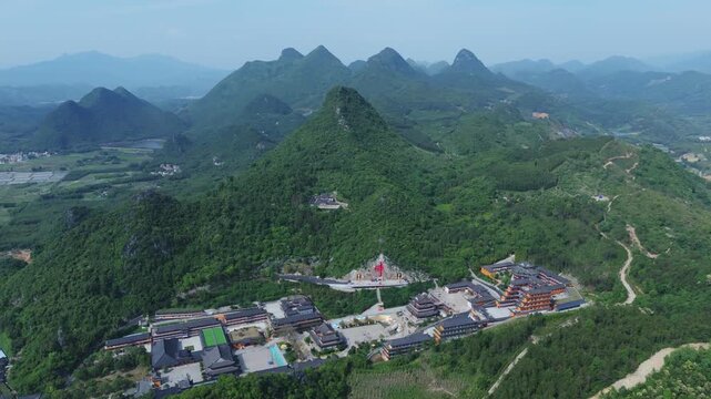 Donghua Temple Shaoguan Aerial View - Zen Buddhist Complex in Mountains