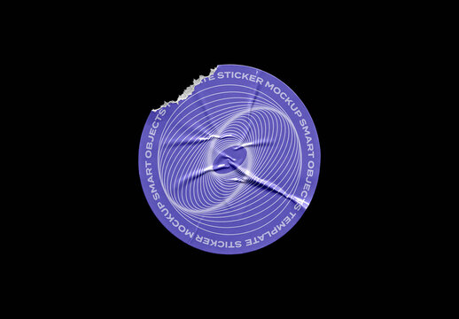 Round Ripped Sticker Mockup