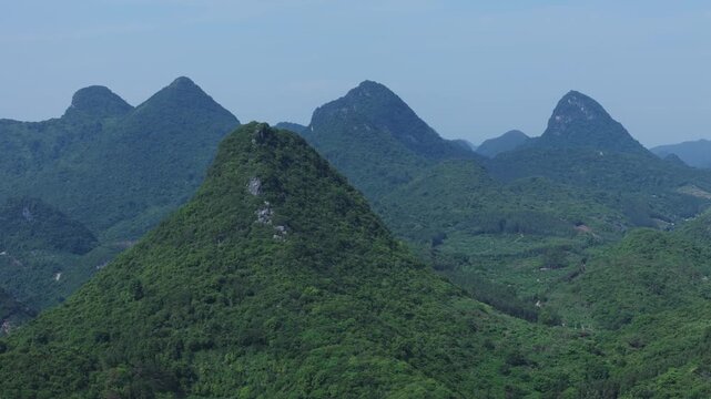 Shaoguan Mountain Landscape - Aerial View of Green Peaks