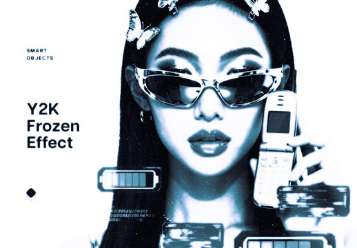 Y2K Frozen Photo Effect Mockup