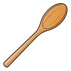Wooden Spoon Vector – Carved Wood Texture Kitchen Utensil Illustration