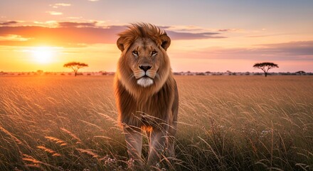 lion at sunset