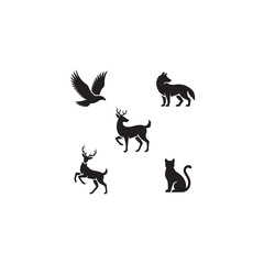 black silhouettes of animals.vector eps 10