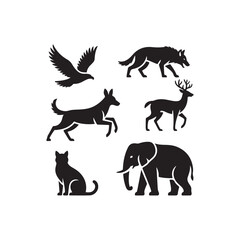 black silhouettes of animals.vector eps 10