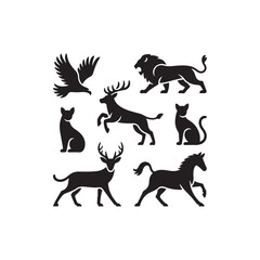 black silhouettes of animals.vector eps 10