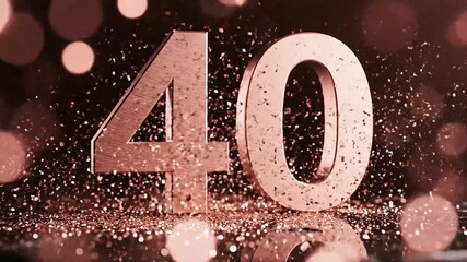 Elegant Rose Gold Number 40 Celebration Background with Glitter. - Powered by Adobe