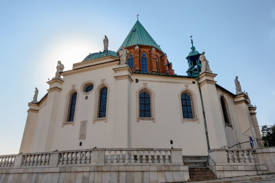 Royal Gniezno Cathedral. Primate&rsquo;s Basilica and Sanctuary in Gniezno, Poland with Historic White Baroque Architecture. For Tourism Promotion, Travel Guides, Christian Heritage Studies,