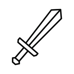 Simple sword outline drawing isolated on