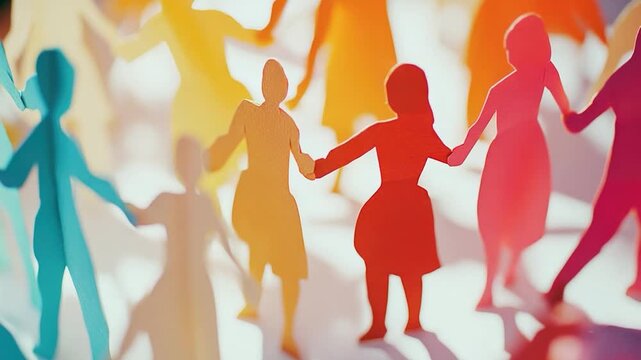 A group of paper figures forming a chain by holding hands, representing unity and cooperation