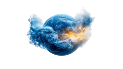 Glowing blue gas swirling in an abstract spherical form