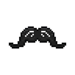 Obraz premium Pixel art black moustache graphic design icon