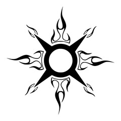 Minimalist abstract tribal sun tattoo design vector illustration graphic element drawing artwork flame starburst decoration vector