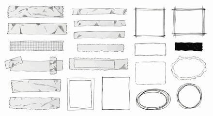 Collection of Hand Drawn Frames and Banners for Design Elements.