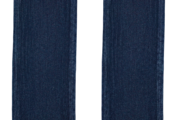 Close-up detail of dark blue denim fabric texture from jeans on a transparent background