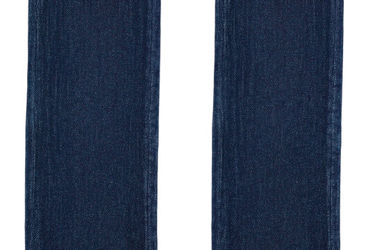 Close-up detail of dark blue denim fabric texture from jeans on a transparent background