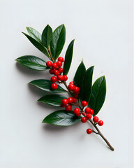 Red Berries and Glossy Leaves 