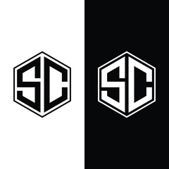SC Initial Hexagon logo Stock Vectors and Vector Art.