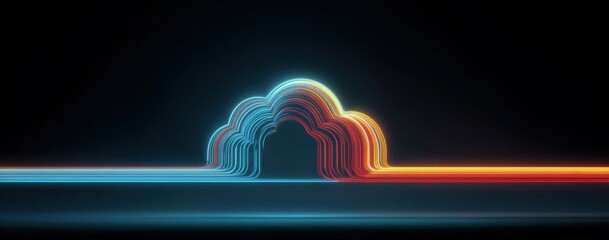 Abstract digital representation of a glowing cloud formation against black