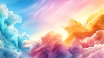 Vibrant clouds in shades of blue, pink, and orange create a serene and dreamy sky at sunset.