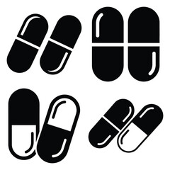 capsule duo vector icons– simple hospital and medical safety symbols