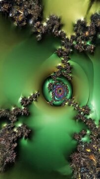 Complex mathematical fractal pattern animation growing and shifting in endless self similarity demonstrating abstract echoing recursion detailed, algorithms, repetition