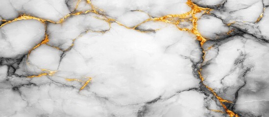 Elegant White Marble Texture with Golden Veins for Background Design