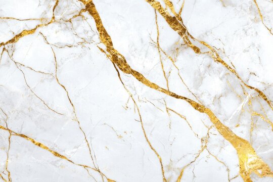 Elegant White Marble Background with Gold Veins and Texture Design