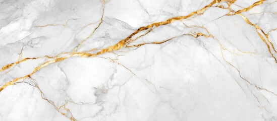 Elegant White Marble Background with Beautiful Gold Veins Texture