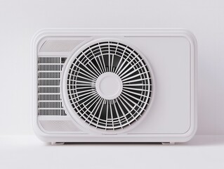 Modern White Air Conditioning Unit on Minimalistic Background