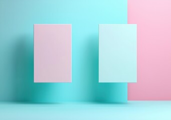 Minimalist Design of Colorful Boxes Floating in Modern Space