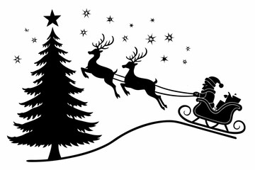 christmas sihouette black vector white background 