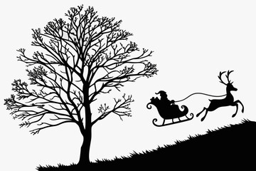 christmas sihouette black vector white background 