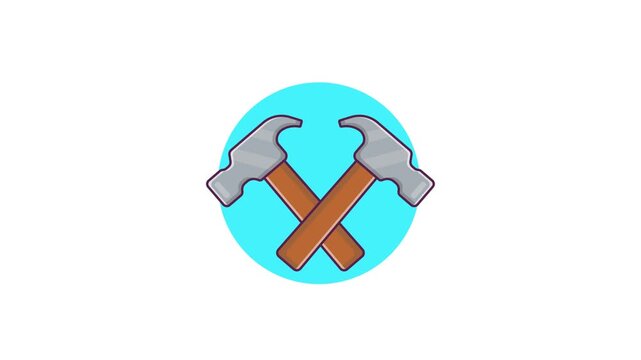 4k Hammers. Construction and Repair Tools Concept Animation Video