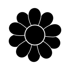 A stylized black daisy radiating pure graphic simplicity evoking feelings of modern elegance and minimalist charm with