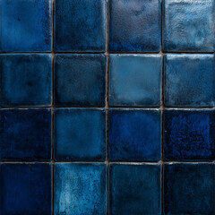 Dark Blue Glossy Ceramic Tiles Texture Background for Interior Design